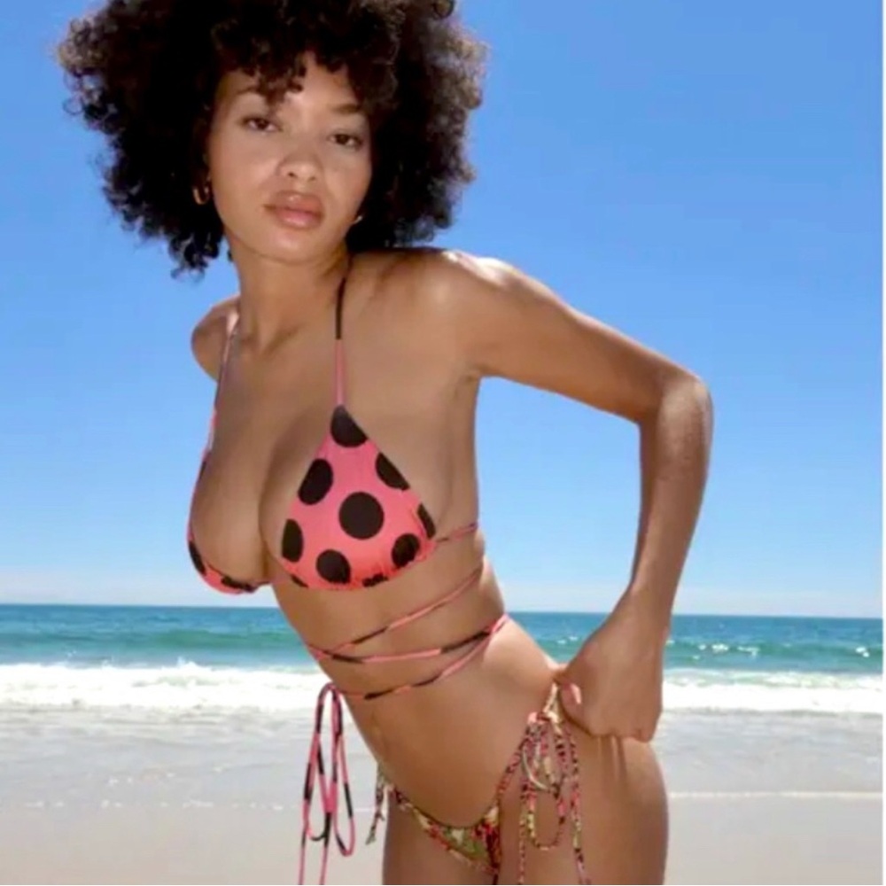 iNAMORATA Pink Bikini with brown Polka Dots size M